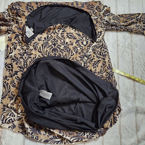 Velvet arabesque design shift dress with trumpet sleeves sz medium large xl - Picture 12 of 13